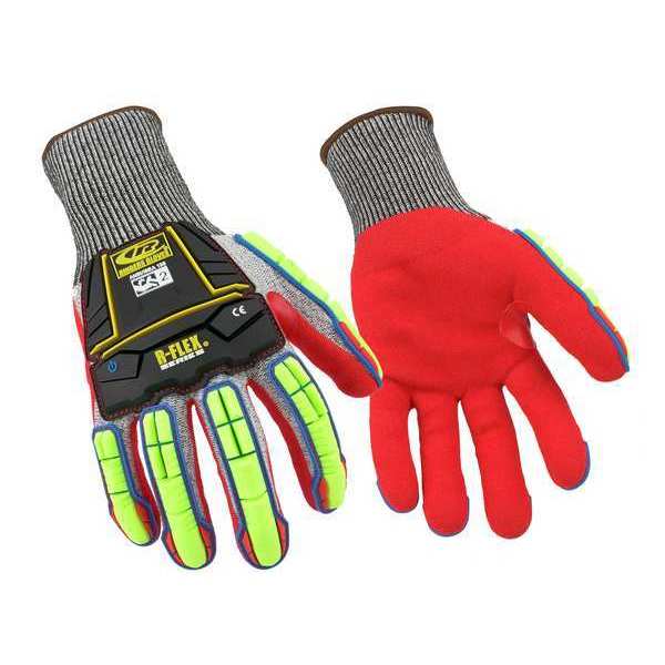 Ringers Gloves Hi-Vis Cut Resistant Impact Coated Gloves, A4 Cut Level, Nitrile, 3XL, 1 PR 065-13