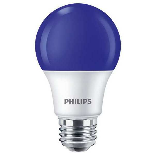 Signify LED Bulb, A19, 3000K, 60 lm, 8W, Bulb Finish: Frosted 8A19/LED/BLUE/P/ND 120V 4/1FB