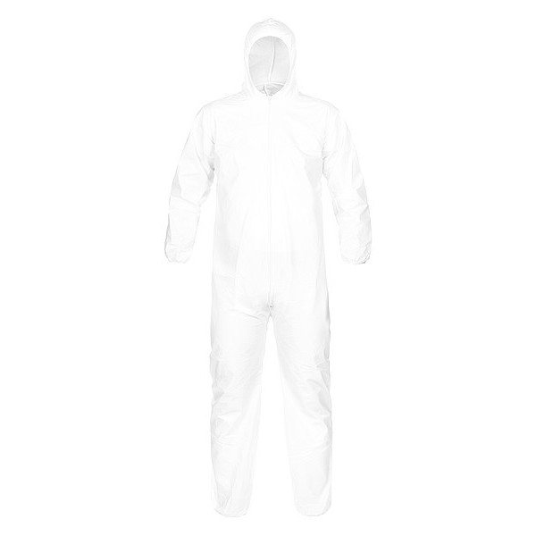 Micromax Hooded Disposable Coveralls, 25 PK, White, Polyester Scrim, Zipper PBLTG428-XL