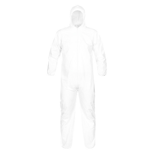 Micromax Hooded Disposable Coveralls, White, Polyester Scrim, Zipper PBLTG428-5X