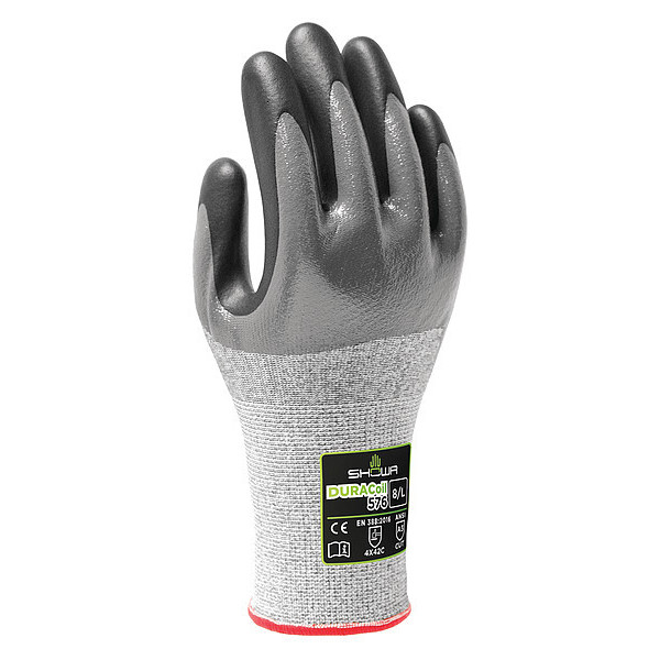 Showa Cut Resistant Coated Gloves, A3 Cut Level, Foam Nitrile, L, 1 PR 576L-08