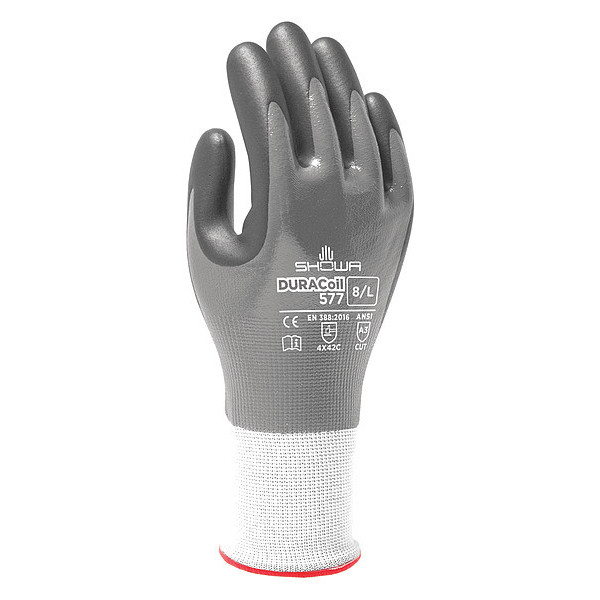 Showa Cut Resistant Coated Gloves, A3 Cut Level, Foam Nitrile, L, 1 PR 577L-08