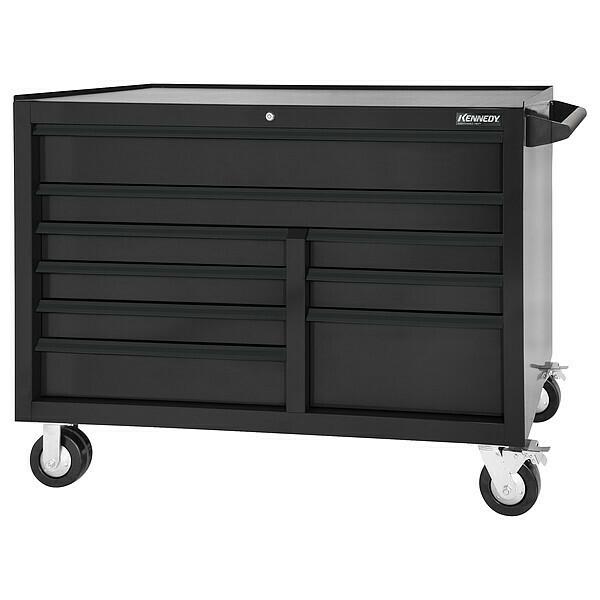 Kennedy Rolling Tool Cabinet, 9 Drawer, Black, 54 in W 549MPBK