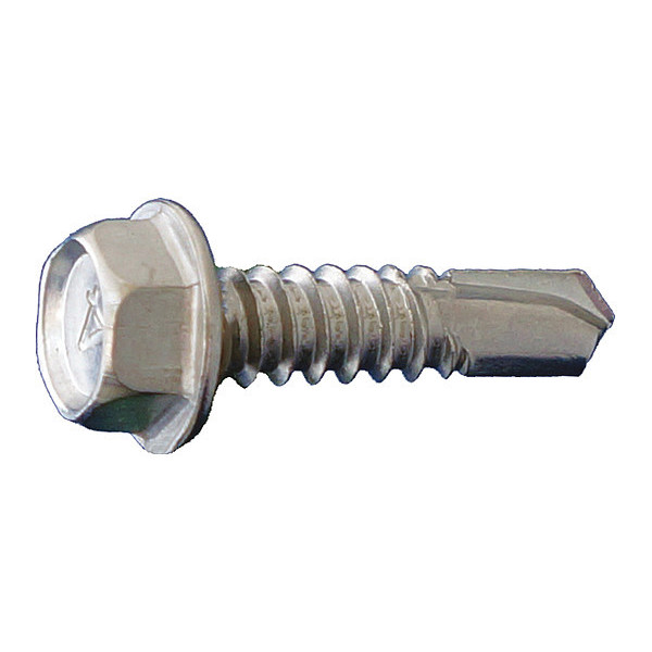 Daggerz Self-Drilling Screw, #12 x 3 in, 410 Stainless Steel Hex Head Hex Drive, 1000 PK SDSS1230