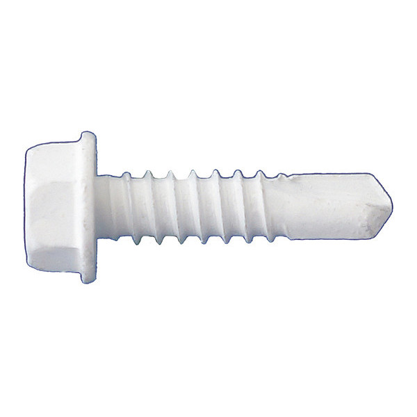 Daggerz Self-Drilling Screw, #10 x 1 in, Dagger Guard White Coating Steel Hex Head Hex Drive, 5000 PK SDCT1010WHT