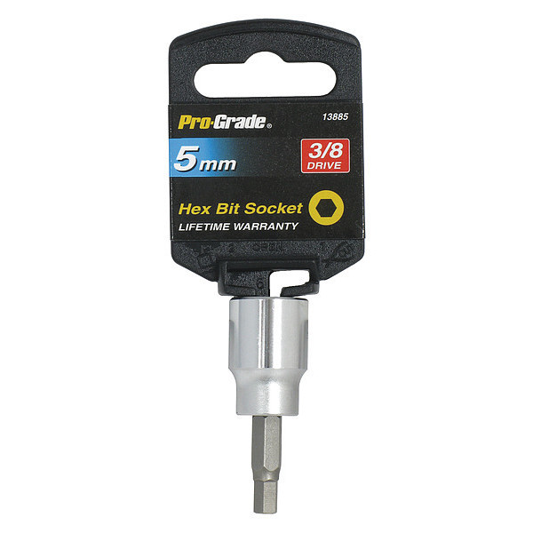 Pro-Grade Tools Socket, 3/8"Dr., 5mm, Hex Bit 13885