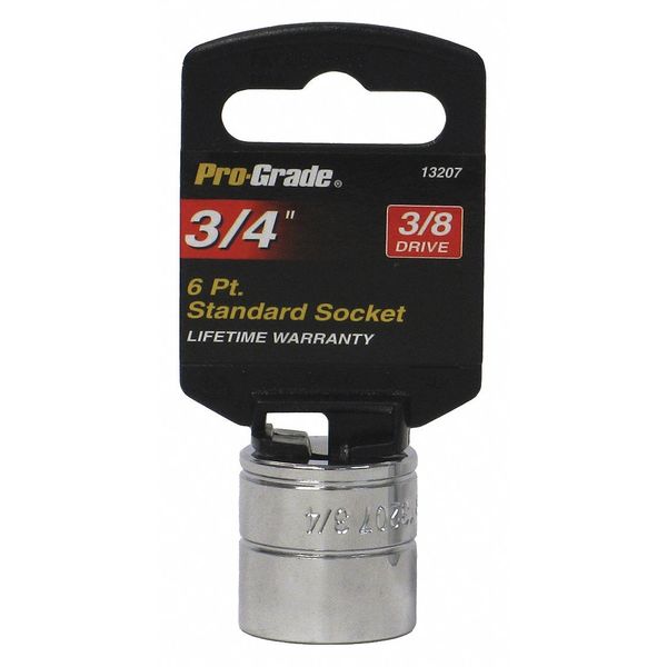 Pro-Grade Tools Socket, 3/8"Dr., 6Pt., 3/4" 13207