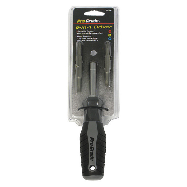 Pro-Grade Tools Screwdriver, 6-In-1 55100
