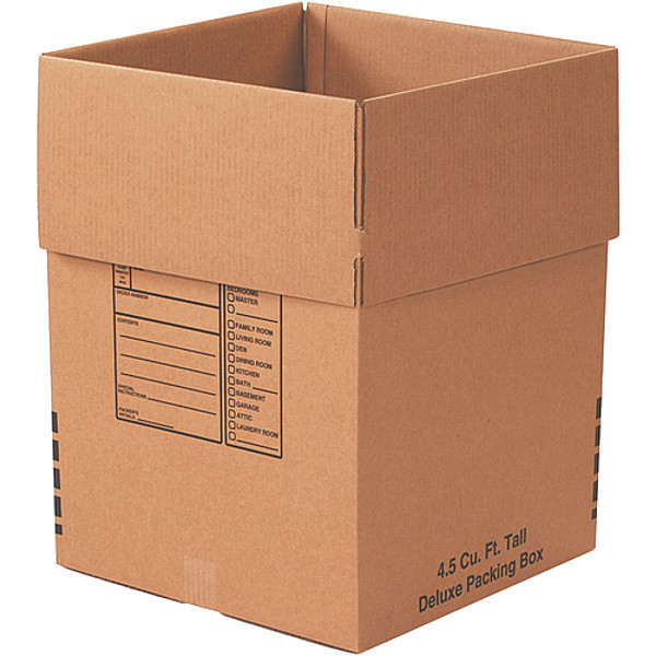 Partners Brand Deluxe Packing Boxes, 18" x 18" x 24", Kraft, 6/Bundle 181824DPBRP6