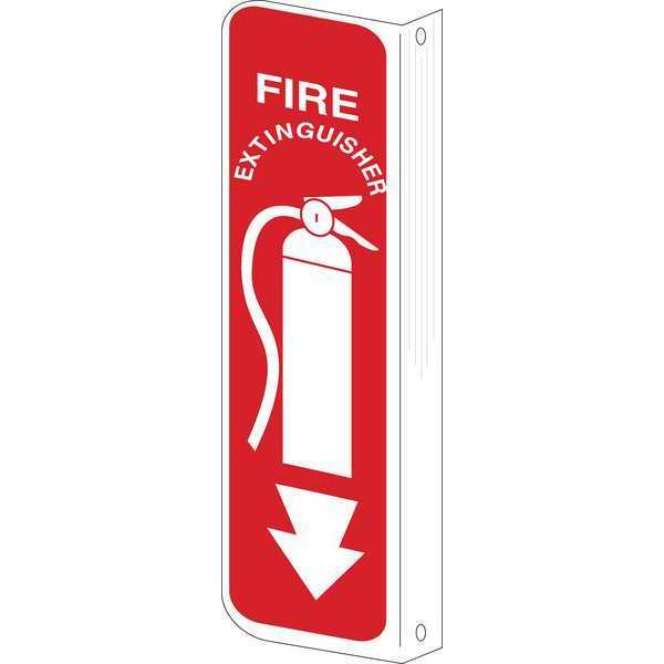 Brady Fire Extinguisher Sign, 12X4", Wht/Red 50691