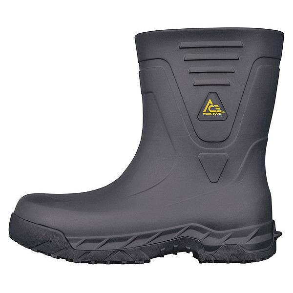 Ace Rubber Boot, Men's, 10, Mid-Calf, Black, PR, Footwear Width: D 885999105154