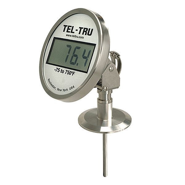 Tel-Tru Digital Dial Thermometer, 4-1/2" Stem L SD5AB09211P22CH3-10