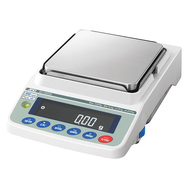 A&D Weighing Compact Bench Scale, Digital, 1200g Cap. GF-1202A
