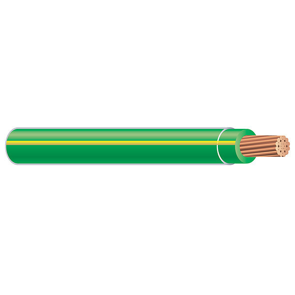 Southwire Building Wire, THHN, 10 AWG, 1,250 ft, Green/Yellow, Nylon Jacket, PVC Insulation 58456705