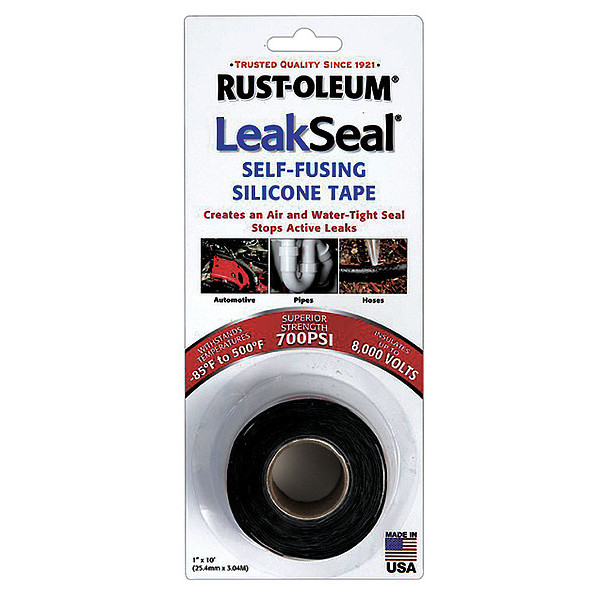 Leakseal Self-Fusing Tape, Silicone, 1" W, Black 275795