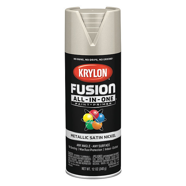 Krylon Metallic Spray Paint, Satin Nickel, Metallic, 12 oz K02772007