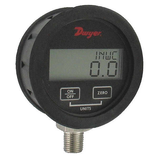 Dwyer Instruments Digital Pressure Gauge, 0 to 100 psi, 1/4 in MNPT, Black DPGWB-08