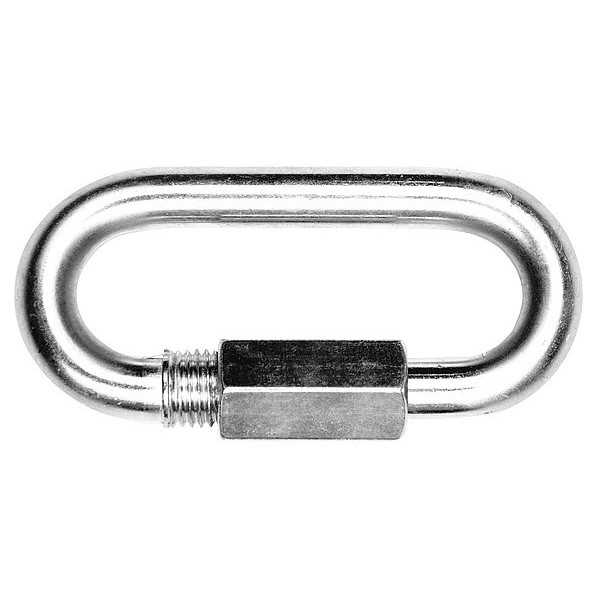 Zoro Select Threaded Quick Link, Overall Lg 4 7/32 in, Overall W 1 7/8 in, Zinc, Load Limit 3,300 lb 55ER72