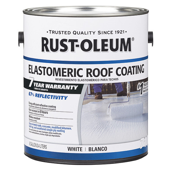 Rust-Oleum Elastomeric Roof Coating, 0.9 gal., White, Dry Time: 6 hr 301904