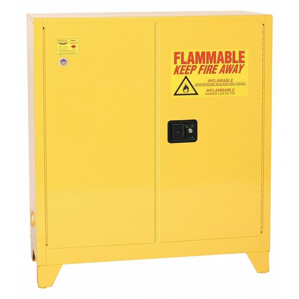 Eagle Mfg Flammable Liquid Safety Cabinet, Yellow, Capacity: 30 gal 1932XLEGS