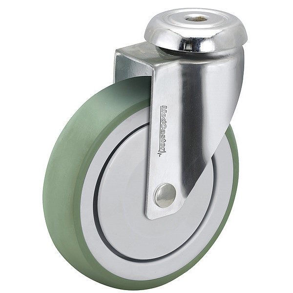 Medcaster 3" X 1-1/4" Non-Marking Rubber Thermoplastic Anti-Microbial Swivel Caster, No Brake, Loads Up To 165lb SS03AMX125SWHK01