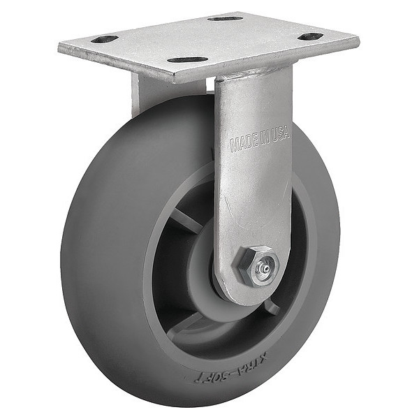 Albion 8" X 2" Non-Marking Rubber Soft Round Rigid Caster, No Brake, Loads Up To 600 lb 16XR08201R