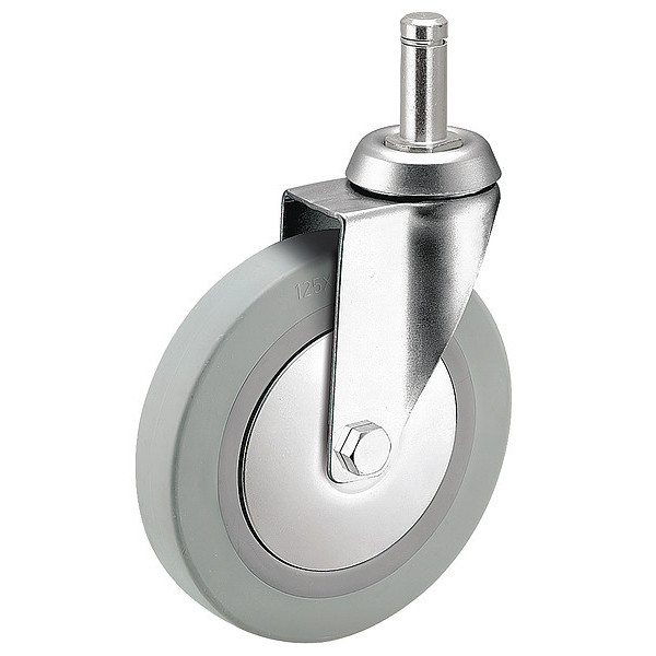 Medcaster 2" X 3/4" Non-Marking Rubber Thermoplastic (Grey) Swivel Caster, No Brake, Loads Up To 110 lb RZ02TPN070SWTP06