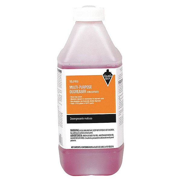 Tough Guy Multi-Purpose Cleaner/Degreaser, 0.5 Gal Bottle, Liquid, Red, Orange 55JF69