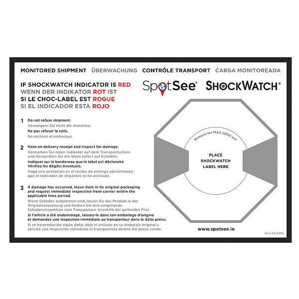 Shockwatch Shock Indicator Companion Label, PK200 26106ML