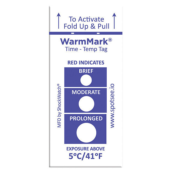 Warmmark Temperature Indicator Label, Heat, PK100 WM 5/41
