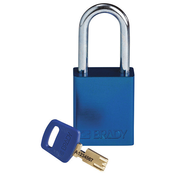 Brady Lockout Padlock, Al, Bl, Key Different ALU-BLU-38ST-KD