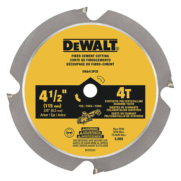 Dewalt 4-1/2 in. 4T Fiber Cement Cutting Circular Saw Blade DWA412PCD
