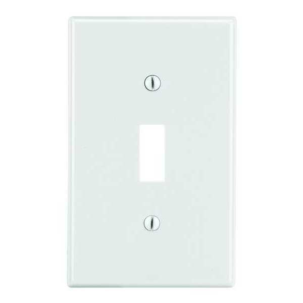 Hubbell Toggle Switch Wall Plate, Number of Gangs: 1 Plastic, Smooth Finish, White PJ1W