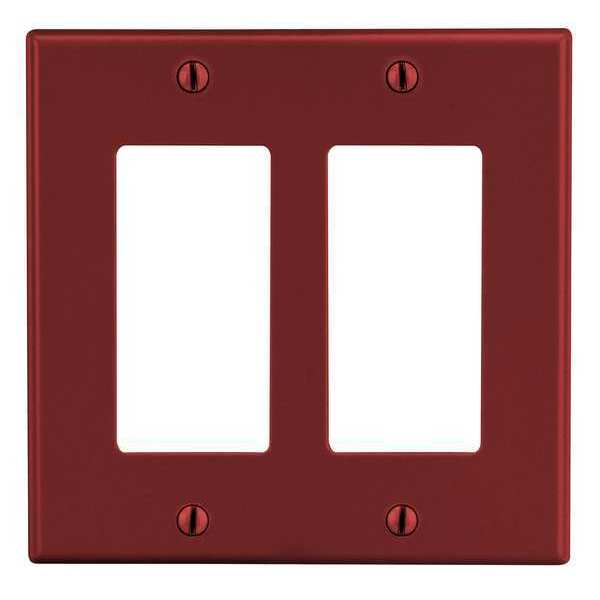 Hubbell Rocker Wall Plate, Number of Gangs: 2 Plastic, Smooth Finish, Red P262R