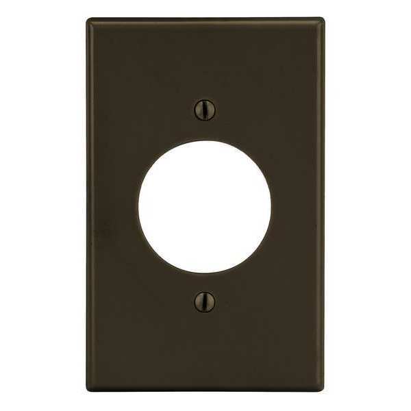 Hubbell Single Receptacle Wall Plate, Number of Gangs: 1 Plastic, Smooth Finish, Brown P720