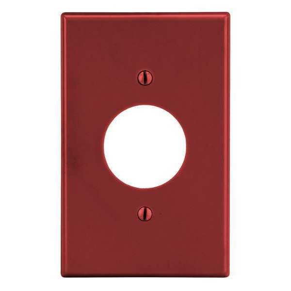 Hubbell Single Receptacle Wall Plate, Number of Gangs: 1 Plastic, Smooth Finish, Red P7R