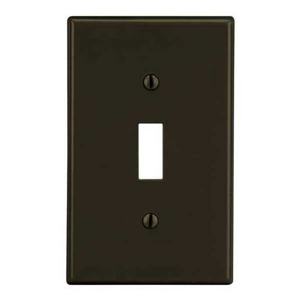 Hubbell Toggle Switch Wall Plate, Number of Gangs: 1 Plastic, Smooth Finish, Brown PJ1