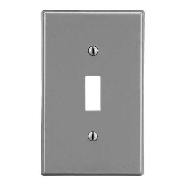 Hubbell Toggle Switch Wall Plate, Number of Gangs: 1 Plastic, Smooth Finish, Gray PJ1GY