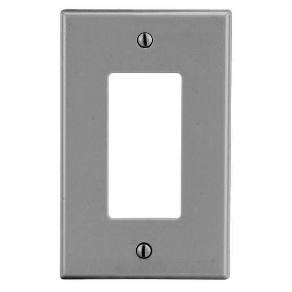 Hubbell Rocker Wall Plate, Number of Gangs: 1 Plastic, Smooth Finish, Gray PJ26GY