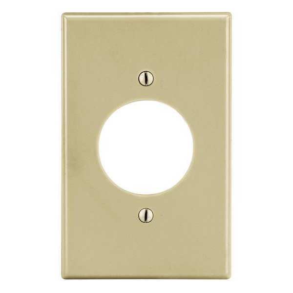 Hubbell Single Receptacle Wall Plate, Number of Gangs: 1 Plastic, Smooth Finish, Ivory P720I