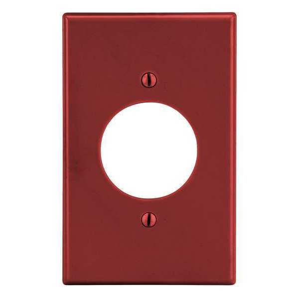 Hubbell Single Receptacle Wall Plate, Number of Gangs: 1 Plastic, Smooth Finish, Red P720R