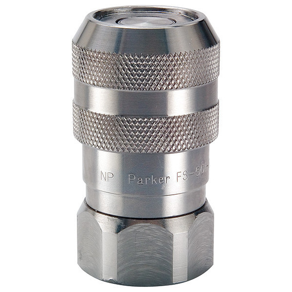 Parker Hydraulic Quick Connect Hose Coupling, 316 Stainless Steel Body, Push-to-Connect Lock, FS Series FS-751-12FP