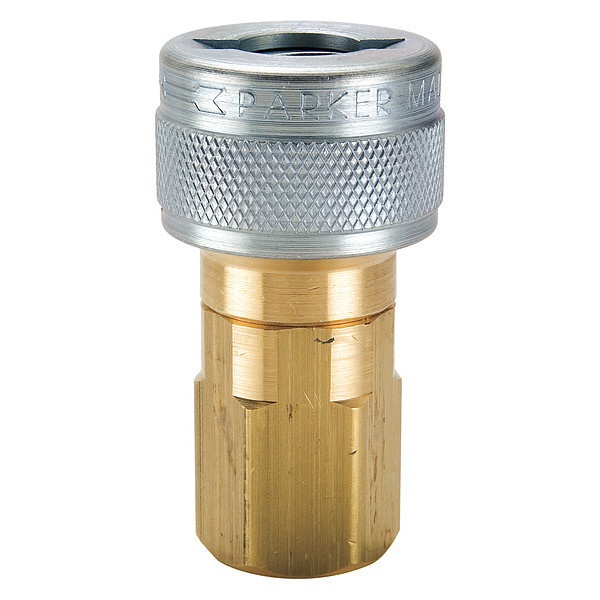 Parker Quick Connect Hose Coupling, Push-to-Connect Lock, 3/4"-14 Thread Size TL-501-12FP