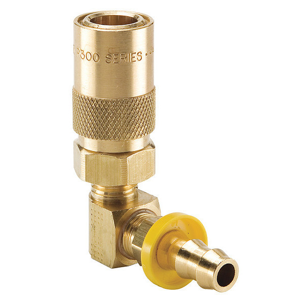 Parker Hydraulic Quick Connect Hose Coupling, Brass Body, Sleeve Lock, 9/16"-18 Thread Size PC214-BP
