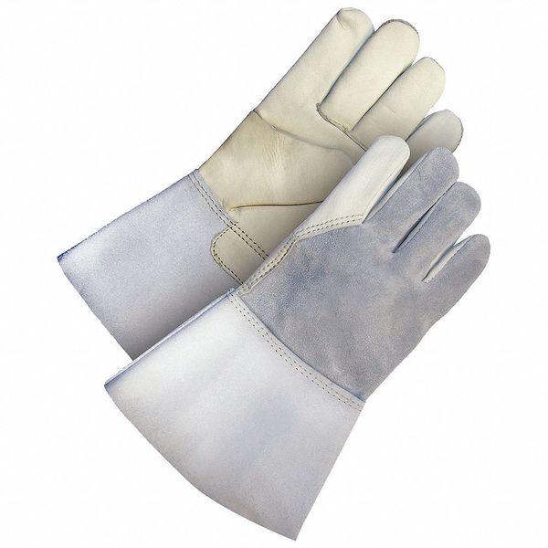 Bdg Grain Cowhide Utility Glove Gauntlet Split Back Palm Lined, Size L 60-1-650-L