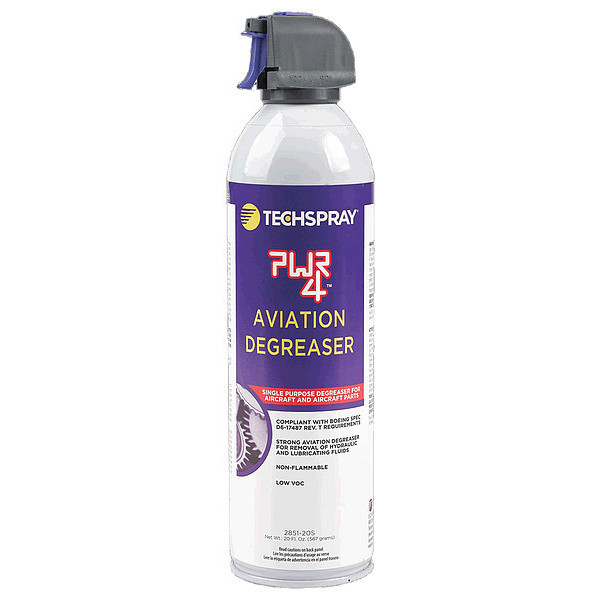 Techspray PWR4 Aircraft Cleaner/Degreaser, 20 oz Aerosol Spray Can, Ready to Use, Solvent Based 2851-20S