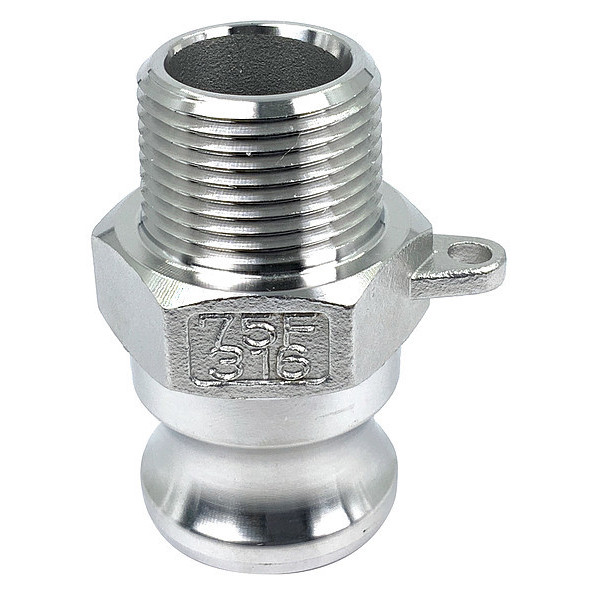 Zoro Select Cam and Groove Adapter, 3/4", 316 SS, Fitting Type: MNPT PLE116