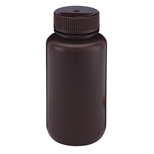 Globe Scientific Bottle, Amber Wide Mouth, Round, HDPE, 250mL 7010250AM