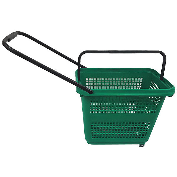 Shopping Basket Rolling Hand Basket, PP, Green, 18 1/2 in 114555VER0