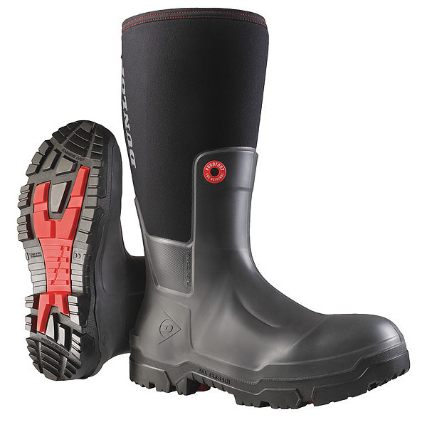 Dunlop Rubber Boot, Men's, 10, Knee, Black, PR OD60A93